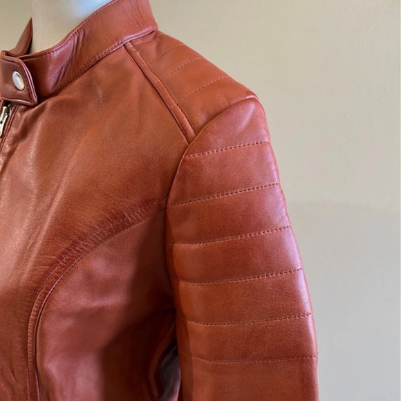 Decrum Leather Jacket Sz Medium Carrie Tan New With Tags - Picture 4 of 12